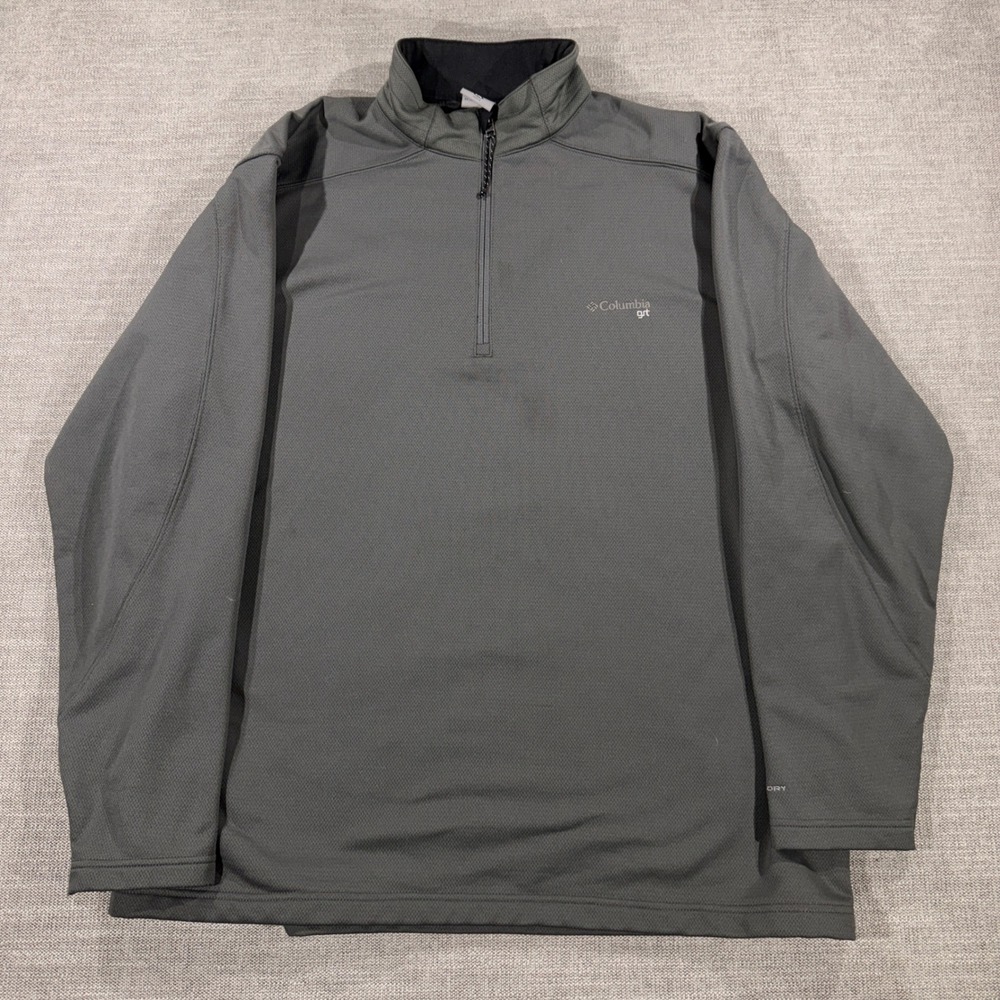 Columbia GRT Quarter Zip Pullover Mens XXL Charcoal Grey Excellent Omni-Dry